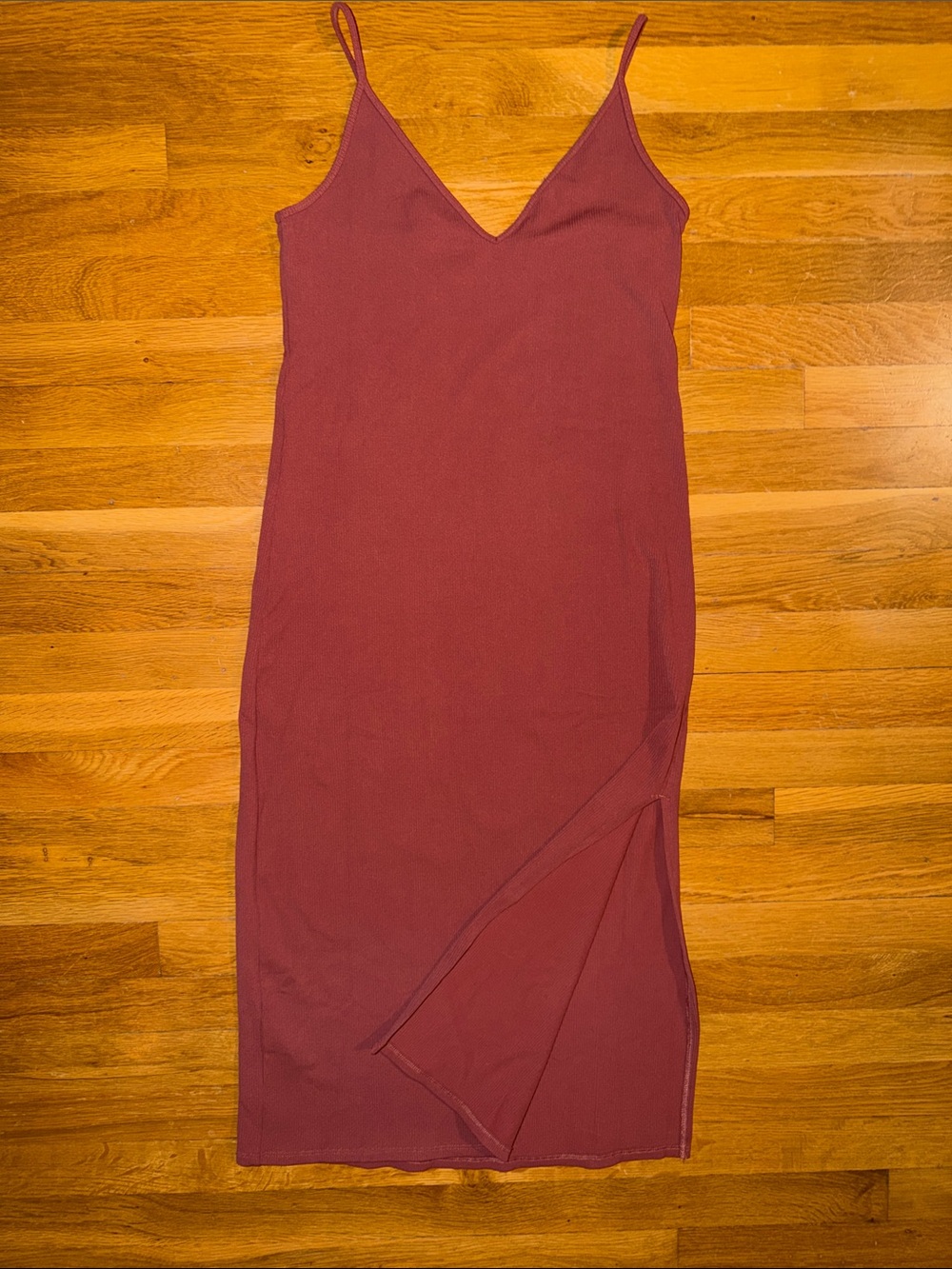 Abercrombie & Fitch Women’s Spaghetti Strap V-Neck Midi Dress in Rust